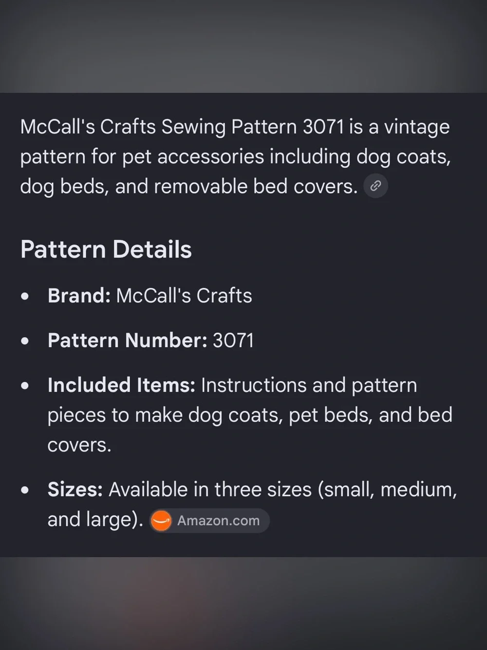 Crafts Dog Bed & Coat Sewing Pattern VINTAGE